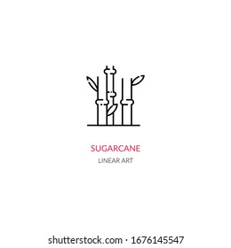 Sugarcane Production. Simple Vector Illustration. Linear Style.