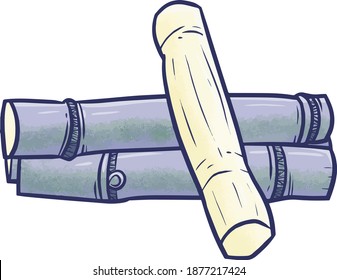 Sugarcane in simple doodle style