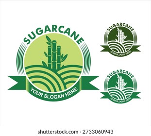 Sugarcane vector logo illustration flat design template organic farm product