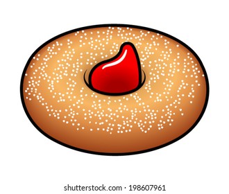 A sugar-dusted jam doughnut. 