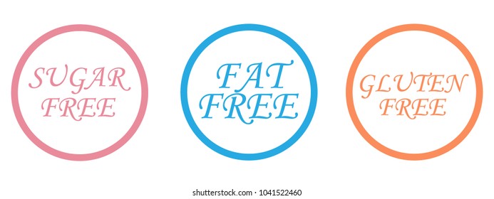 Sugar,fat and gluten free symbol. Vector