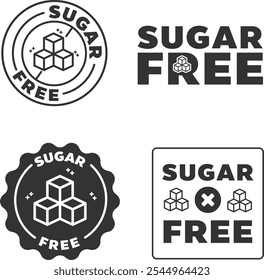 Sugar-free badge set, logo, icon. Vector illustration