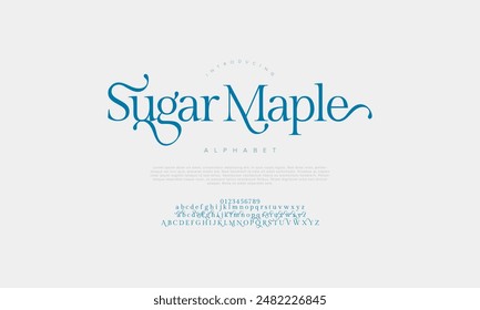 Sugarmaple premium luxury elegant alphabet letters and numbers. Vintage wedding typography classic serif font decorative vintage retro. creative vector illustration