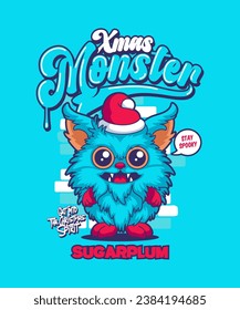 Sugarplum Funny Xmas Cartoon Illustration.