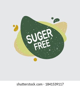 Suger free icon. Food badge contains no suger label for healthy food product package. Vector signs for packaging design, cafe, restaurant badges, tags