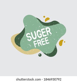 Suger free icon. Food badge contains no suger label for healthy food product package. Vector signs for packaging design, cafe, restaurant badges, tags