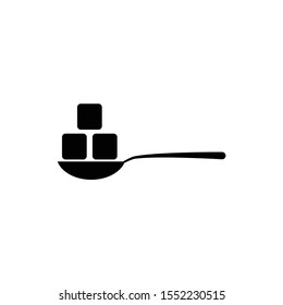 Suger Icon. Suger On A Spoon Sign Vector