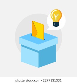 suggestion box, send idea or feedback concept illustration flat design vector eps10. modern graphic element for landing page, empty state ui, infographic, icon