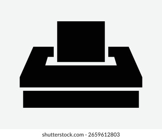 Sugerencia Comentarios Caja Forma Estación de votación Contenedor Papel Slip Recoger Boleta Voto Encuesta Negro Blanco Icono Signo Símbolo Ilustración vectorial Obra de arte