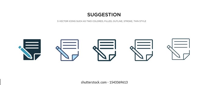 suggestion icon in different style vector illustration. two colored and black suggestion vector icons designed in filled, outline, line and stroke style can be used for web, mobile, ui