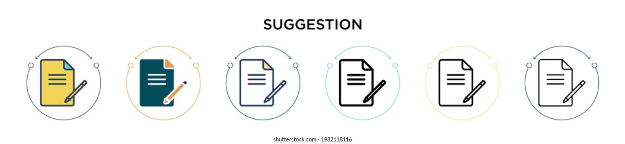 Suggestion icon in filled, thin line, outline and stroke style. Vector illustration of two colored and black suggestion vector icons designs can be used for mobile, ui, web