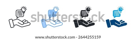 Suggestion Icon Set Multiple Style. Design In Outline, Blue, Glyph, Dual Tone