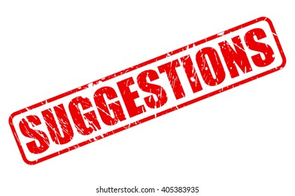 SUGGESTIONS red stamp text on white