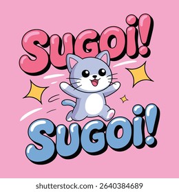 Sugoi Cute Cat T Shirt Design