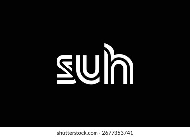Diseño de logotipo de letra moderno único creativo de SUH. Diseño elegante del logotipo del monograma con los Elementos decorativos y la tipografía