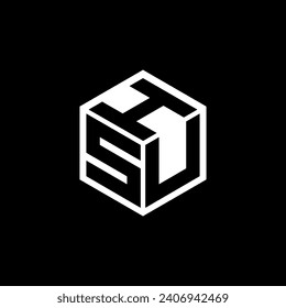 SUH letter logo design with black background in illustrator. Vector logo, calligraphy designs for logo, Poster, Invitation, etc.
