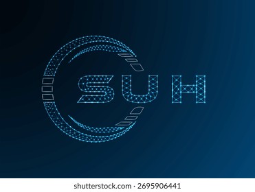 SUH low poly letter logo vector design. SUH lower poly logo design. Low poly logo.