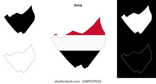 Suhaj Gouvernorat Outline Map Set