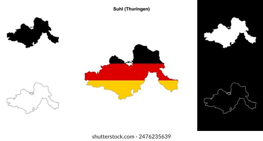 Conjunto de mapas esquemáticos en blanco de Suhl (Turingia)