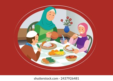 Suhoor and iftar together with family in the holy month of Ramadan. Ramadhan kareem and Eid Mubarak