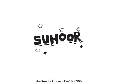 suhoor letter design ramadan doodle icon lineart style