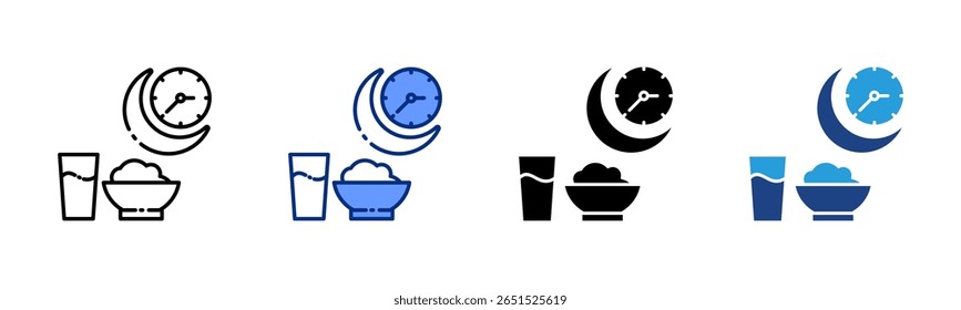 Suhoor Meal Icon Sheet mehrere Stilkollektion