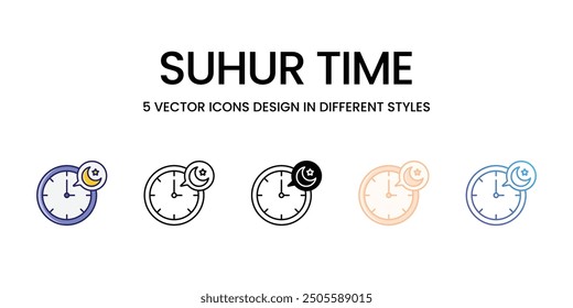 Suhur Time icons vector set stock illustration