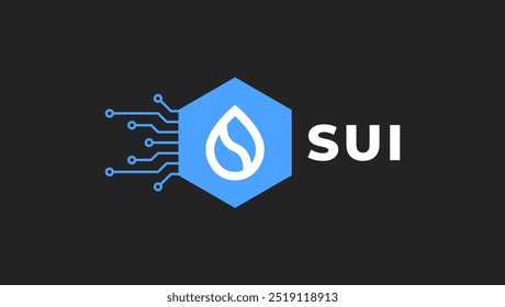 Sui cryptocurrency logo vector illustration for background or banner