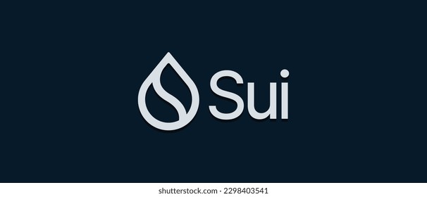 Sui Cryptocurrency SUI Token, Cryptocurrency logo on isolated background with text.