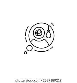 icono de línea de pensamiento suicida vector blanco y negro con tema de salud mental