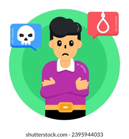 Suicidal thoughts flat round icon design 