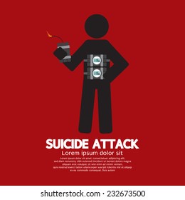 Suicide Attack With Bomb Symbol Vector Illustration