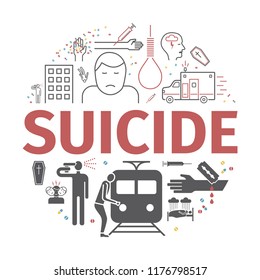 Suicide banner. Vector signs for web graphics.