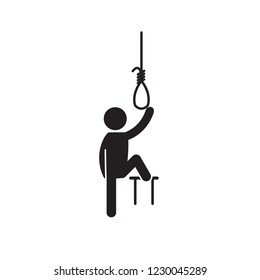 Suicide by hanging icon. Vector.