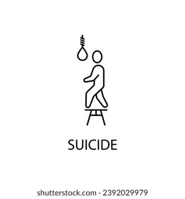 Suicide concept line icon. Simple element illustration. Suicide concept outline symbol design.