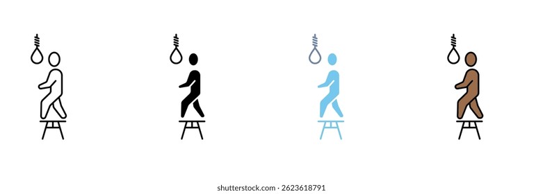 Icono de línea de concepto de suicidio. Ilustración de elemento simple. diseño de símbolo de contorno de suicidio.
