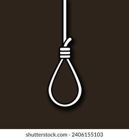 Suicide hang rope icon in flat style isolated on brown background.