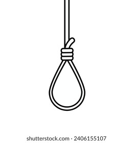 Suicide hang rope icon in flat style isolated on white background.