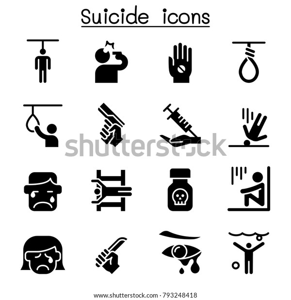 Suicide Icon Set Stock Vector (Royalty Free) 793248418