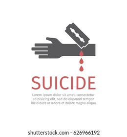 Suicide icon. Vector sign for web graphic.