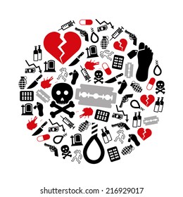 suicide icons in circle