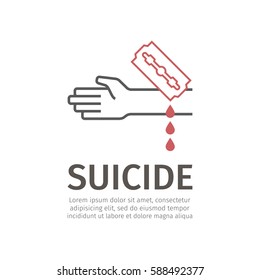 Suicide line icon. Vector sign for web graphic.