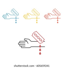Suicide line icon. Vector sign for web graphic.