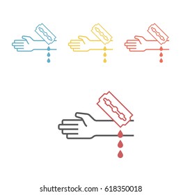 Suicide line icon. Vector sign for web graphic.