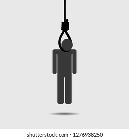 suicide man hangs himself at the rope pictogram vector illustration EPS10