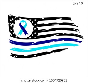 Suicide Prevention American Distressed Flag  - blue US Flag
