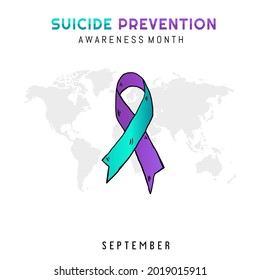 Ilustración de vectores del Mes de Concienciación sobre Prevención del Suicidio. Adecuado para carteles y banner de tarjetas de felicitación.