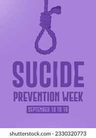 Semana de Prevención del Suicidio del 10 al 16 de septiembre Conciencia de la prevención del concepto de suicidio. Ilustración de diseño de afiches vectores.