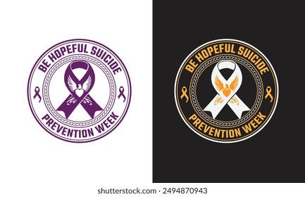 Diseño de camiseta de la semana de Prevención del Suicidio, Diseño de camiseta de tipografía de conciencia del suicidio, Sea esperanzador prevención del suicidio, Vector para la camiseta.