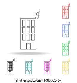 suicide rushing off the roof . Elements of human death in multi colored icons. Premium quality graphic design icon. Simple icon for websites, web design, mobile app, info graphics on white background